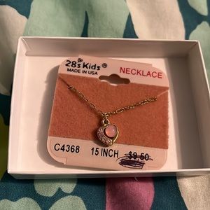 NWT pink stone necklace 15” chain